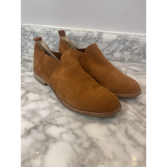 Clarks Edenvale Page- Booties Slip On Womens Sz 10 M Dark Camel Suede - Picture 1 of 8